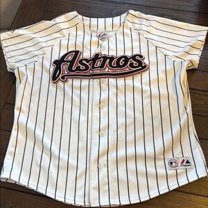 Majestic Houston Astros White and Black Pinstripe Jersey y2k vintage